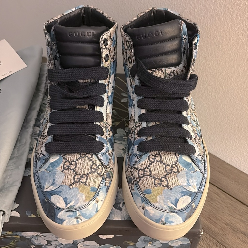 EUC [Gucci] Authenticated Bloom GG Floral High Top Sneakers Men’s US 8.5 w/ Box - Picture 6 of 16